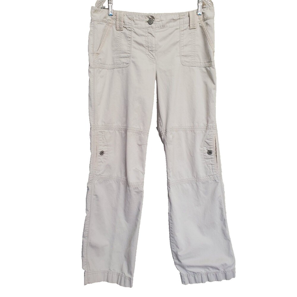 Ann Taylor Lindsay Beige Cotton Utility Cargo Pants Size 10